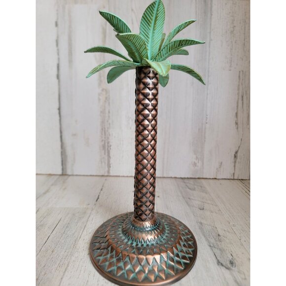 Metal palm tree candle stick holder vintage home decor beach unique - Picture 3 of 5